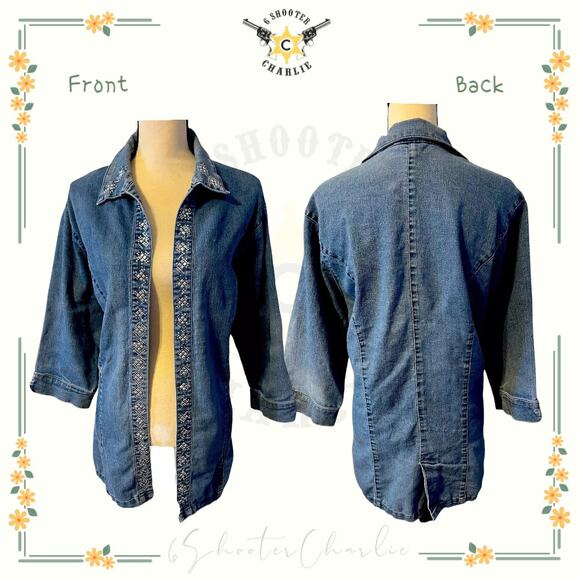 VTG Classic Creations by Nan Distinct Women's XL Custom Rhinestones Jean Jacket - Picture 1 of 4